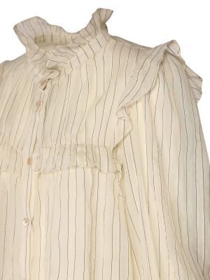 Dryžuota medvilninė marškiniai su raukiniais Marant Etoile balta