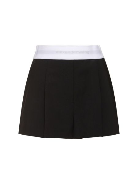 Plisseret uld højtaljet shorts Alexander Wang sort