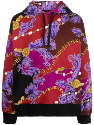 Hanorac cu glugă din bumbac cu imagine Versace Jeans Couture roșu