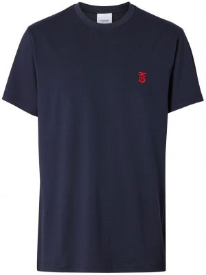 Bavlněné tričko s výšivkou Burberry modré