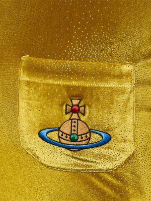 Žametna midi obleka iz rebrastega žameta brez rokavov Vivienne Westwood rumena