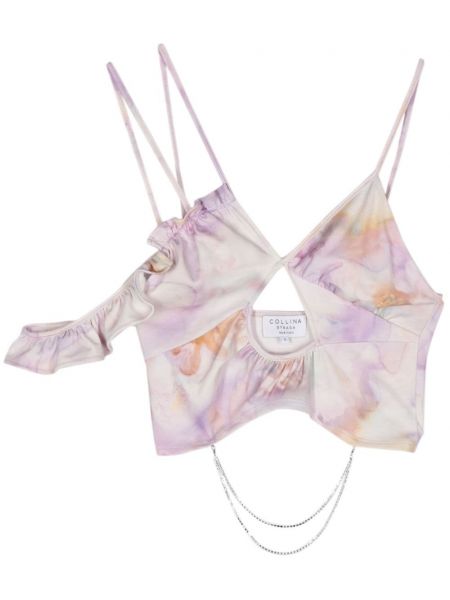 Raštuotas crop top Collina Strada violetinė