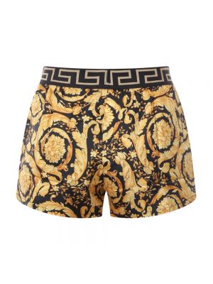 Pantalones cortos de seda con estampado Versace amarillo