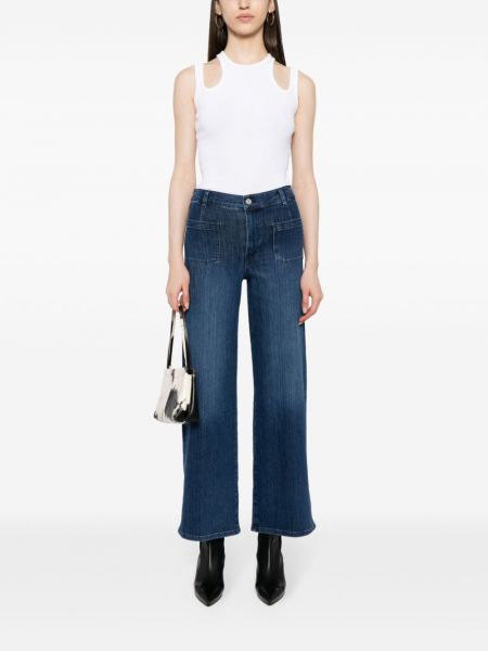 Jeansy skinny z wysoką talią slim fit Frame niebieskie