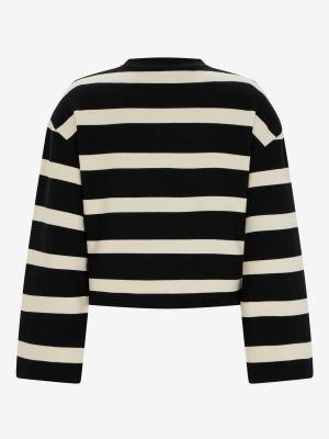 Бархатный свитер в полоску свободного кроя Mint Velvet черный