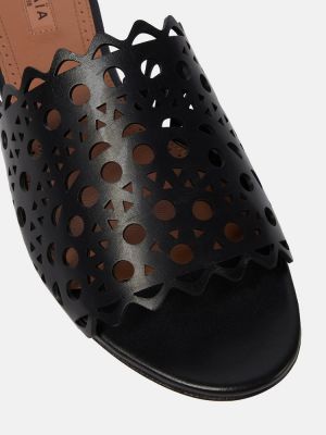 Kožené sandále Alaã¯a čierna