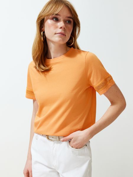 Kötött póló Trendyol narancsszínű