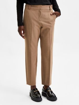 Прямые брюки Selected Femme коричневые