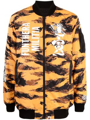 Kamuflažna bomber jakna s potiskom s tigrastim vzorcem A Bathing Ape® oranžna