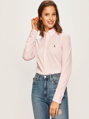 Pamučna košulja slim fit Polo Ralph Lauren ružičasta