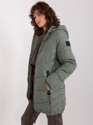 Pikowana kurtka z kapturem Fashionhunters khaki