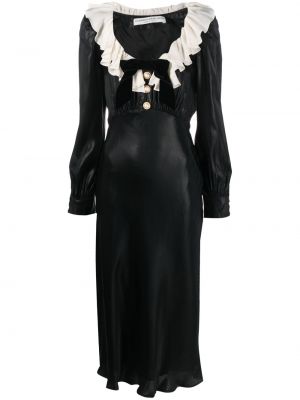 Svilena midi obleka Alessandra Rich črna