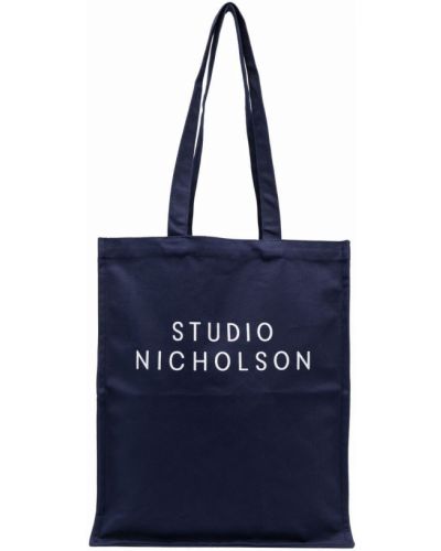 Bolso shopper con estampado Studio Nicholson azul