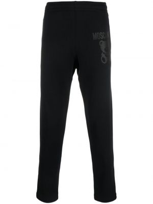 Bavlnené teplákové nohavice Moschino čierna