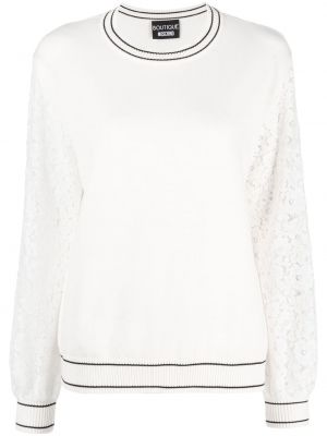 Пуловер с дантела Boutique Moschino бяло