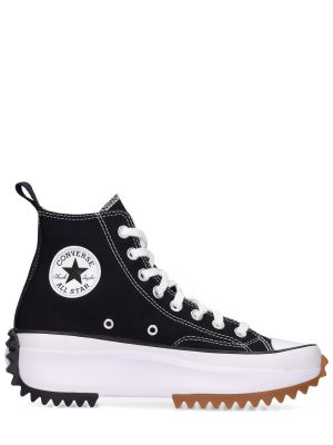 Yıldız deseni platformu koşu ayakkabısı Converse siyah