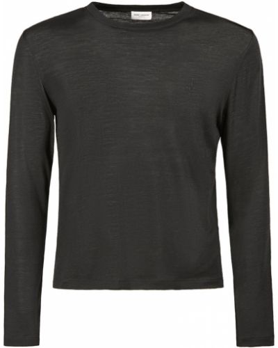 Vlnené tričko Saint Laurent čierna