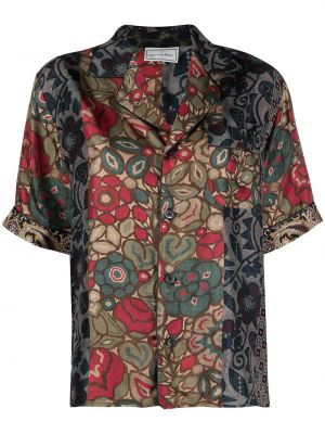 Svilena srajca s cvetličnim vzorcem s potiskom Pierre-louis Mascia zelena