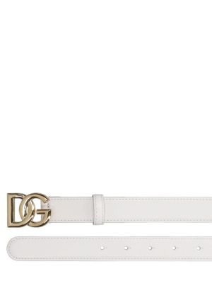 Kožený pásek Dolce & Gabbana bílý