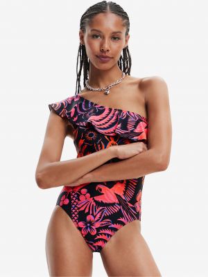 Bikini z falbankami w abstrakcyjne wzory asymetryczny Desigual