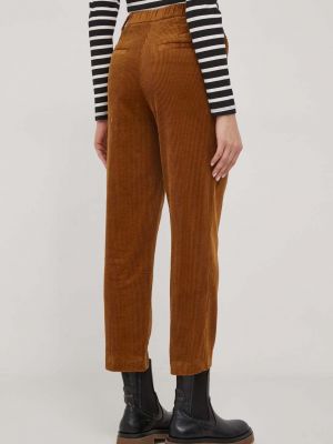 Manšestrové kalhoty s vysokým pasem Sisley hnědé