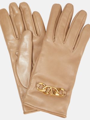 Kožené rukavice Valentino Garavani béžová