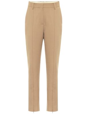 Pantalones rectos ajustados de lana Mm6 Maison Margiela marrón