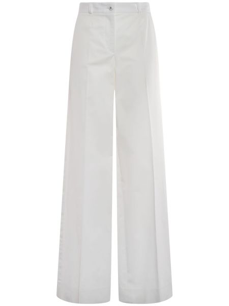 Βαμβακερό παντελόνι σε φαρδιά γραμμή Dolce & Gabbana λευκό