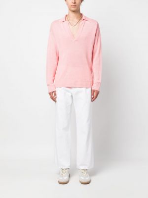 Leinen pullover mit v-ausschnitt Paul Memoir pink