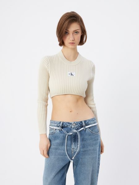 Бежевый кроп-топ Calvin Klein Jeans