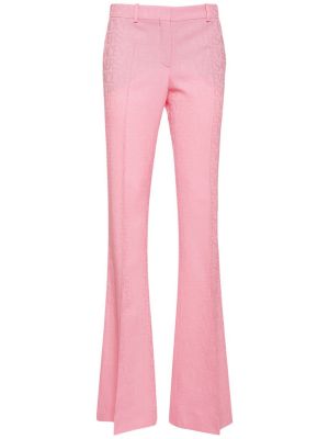 Pantaloni de lână cu fermoar Versace - roz