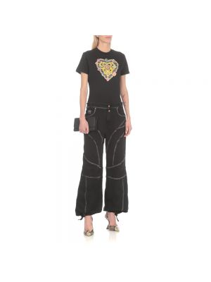 Spodnie relaxed fit Versace Jeans Couture czarne