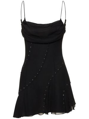 Svilena mini obleka Alessandra Rich črna