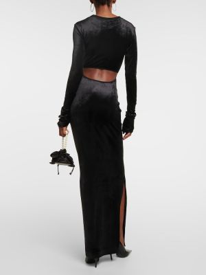 Vestido largo de terciopelo‏‏‎ Nensi Dojaka negro