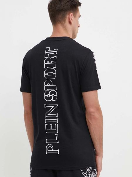 Хлопковая футболка с принтом Plein Sport черная