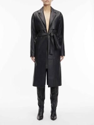 Abrigo de cuero Calvin Klein negro