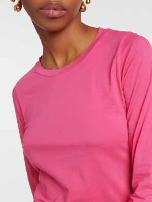 Top de terciopelo‏‏‎ de algodón de tela jersey Velvet rosa