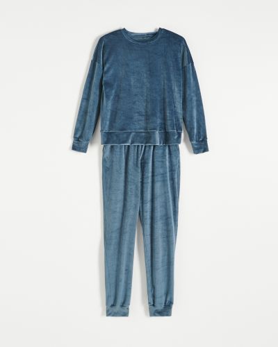 Niebieska welurowa piżama Reserved