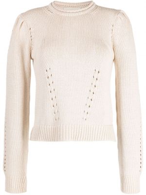 Pletený bavlněný svetr s dlouhými rukávy Ulla Johnson - bílá