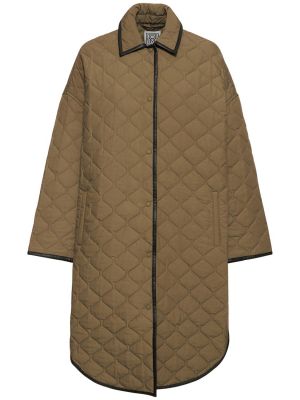 Pikowany płaszcz bawełniany Toteme beżowy