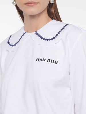Top di cotone in jersey Miu Miu bianco
