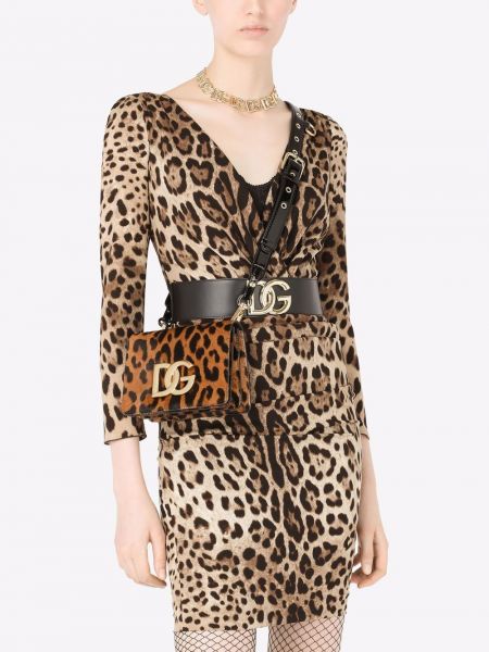 Crossbody rokassoma ar apdruku ar leoparda rakstu Dolce & Gabbana