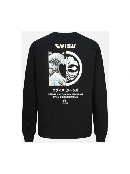 Camiseta de manga larga manga larga Evisu negro