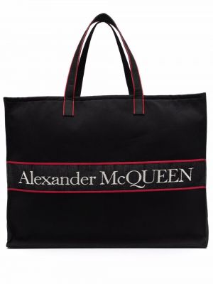 Bolso shopper de tejido jacquard Alexander Mcqueen negro