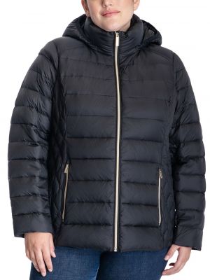 Пуховое пальто с капюшоном Michael Kors черное