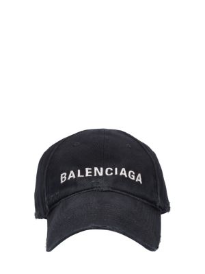 Памучна памучна шапка с козирки Balenciaga черно