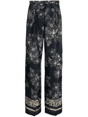 Květinové kalhoty s potiskem Semicouture modré