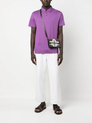 Polo en coton avec manches courtes Roberto Collina violet