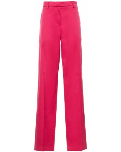 Saténové kalhoty s vysokým pasem relaxed fit Magda Butrym růžové