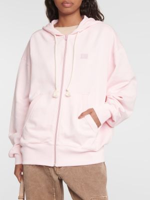Kokvilnas flīsa kapučdžemperis Acne Studios rozā